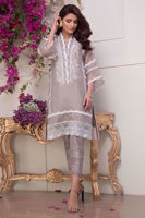 Pakistani Grey Embroidered Organza Salwar Kameez (3-Piece) - Image 6