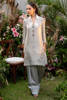 Steel Grey Embroidered Pure Raw Silk Salwar Kameez (3-Piece) - Image 2