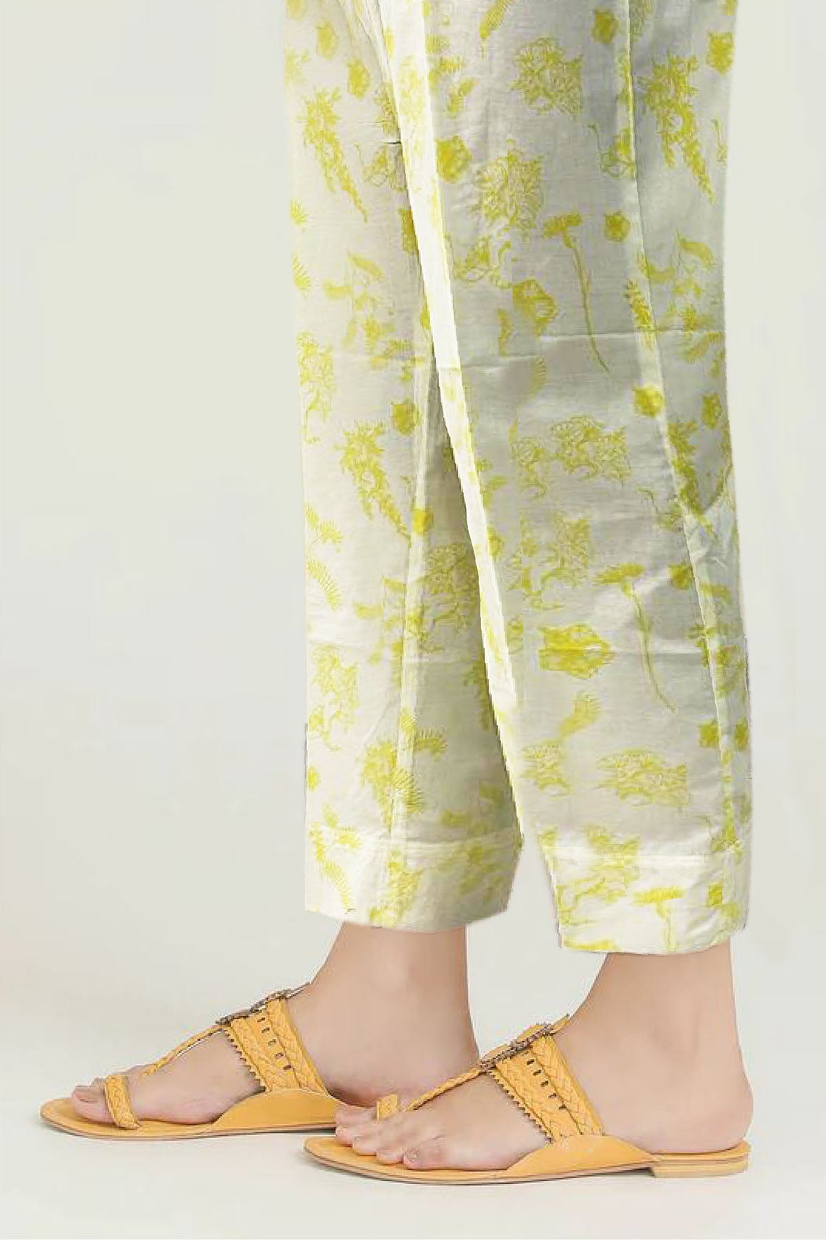 Light Grey Yellow Digital Printed Cotton Trouser (1-Pc) - Image 2