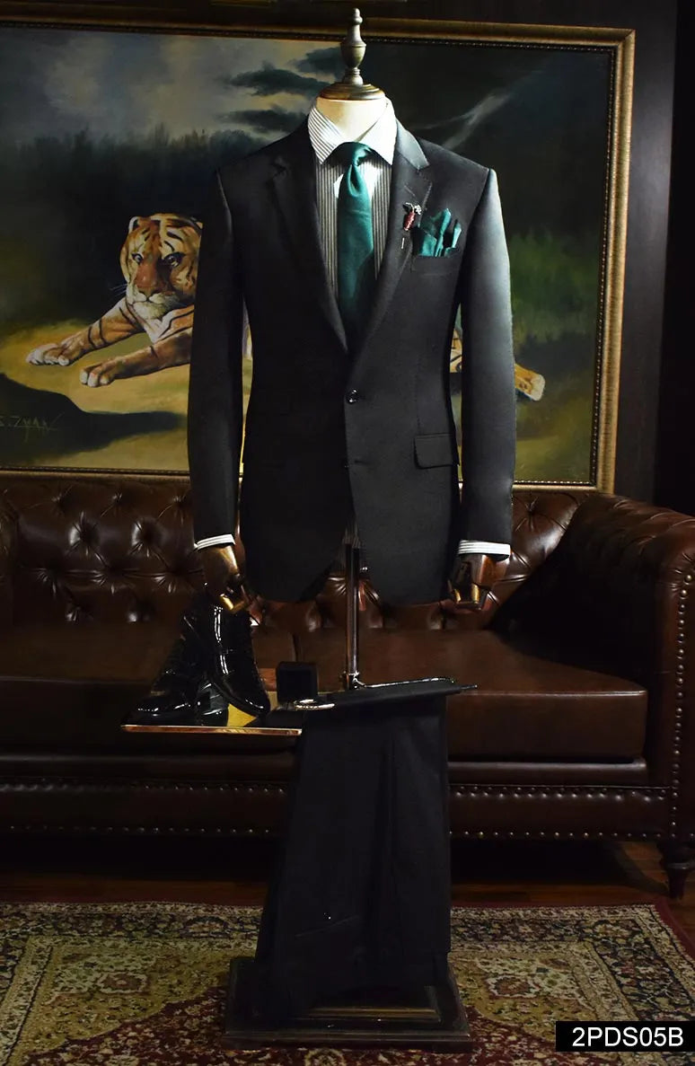 Ash Grey Terry Rayon Slim Fit Tuxedo (2-Piece) - Image 1