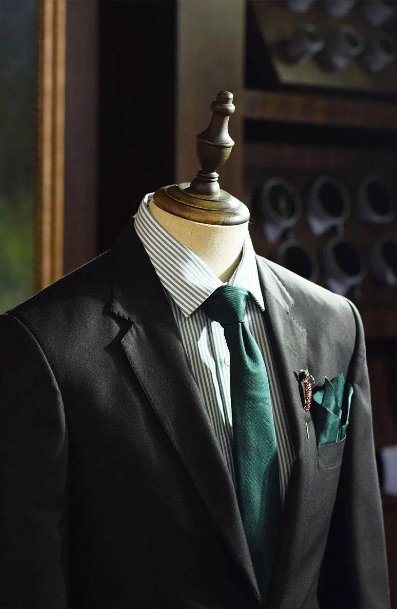 Ash Grey Terry Rayon Slim Fit Tuxedo (2-Piece) - Image 2