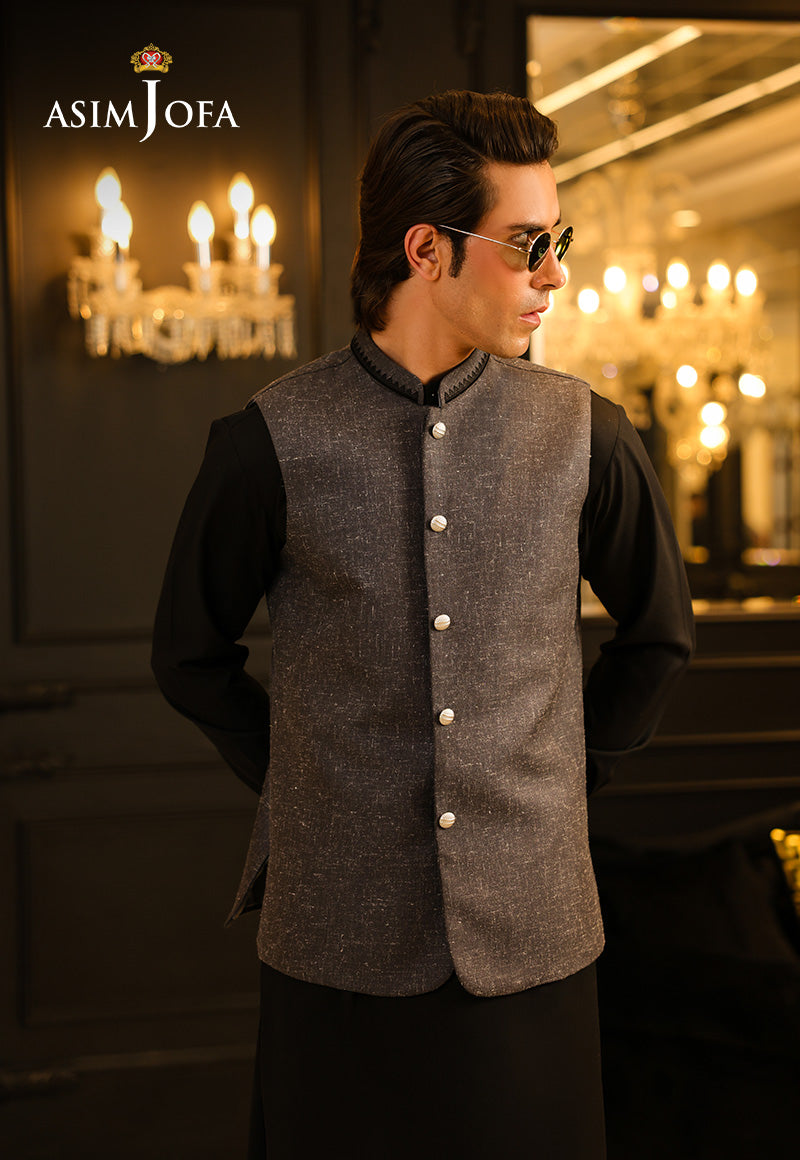 Dark Grey Tonal Detailed Blended Waistcoat (1-Pc) - Image 6