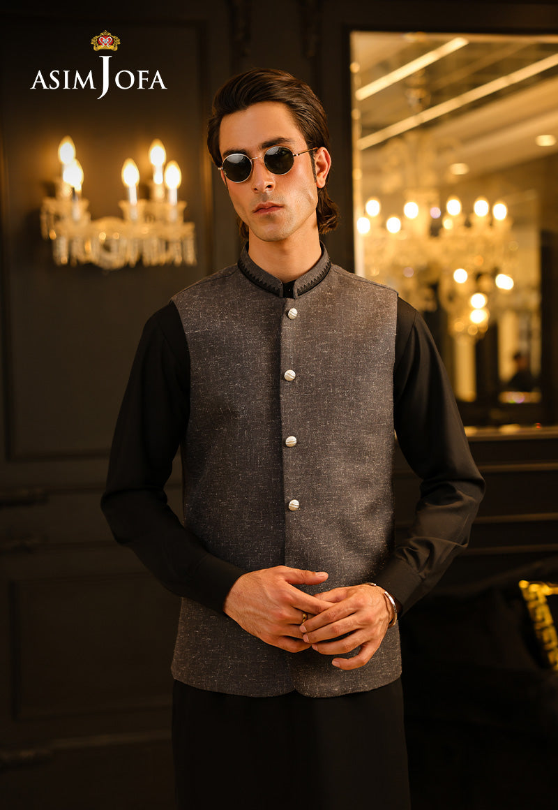 Dark Grey Tonal Detailed Blended Waistcoat (1-Pc) - Image 7