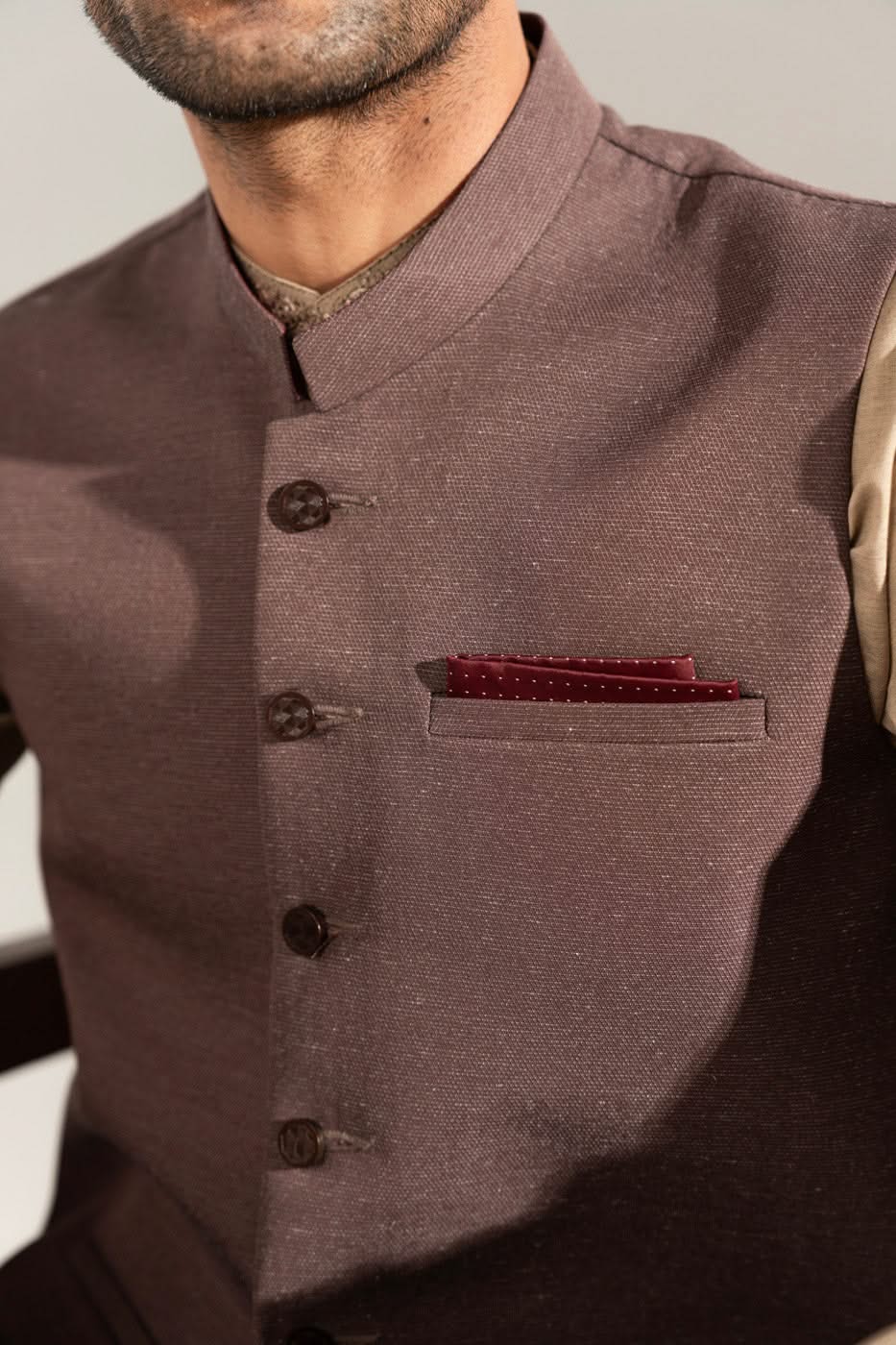 Grey Blended Fabric Waistcoat (3-Piece) - Image 3