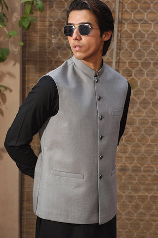 Grey Chamric Waistcoat with Embossed Buttons (3-Piece) - Image 5