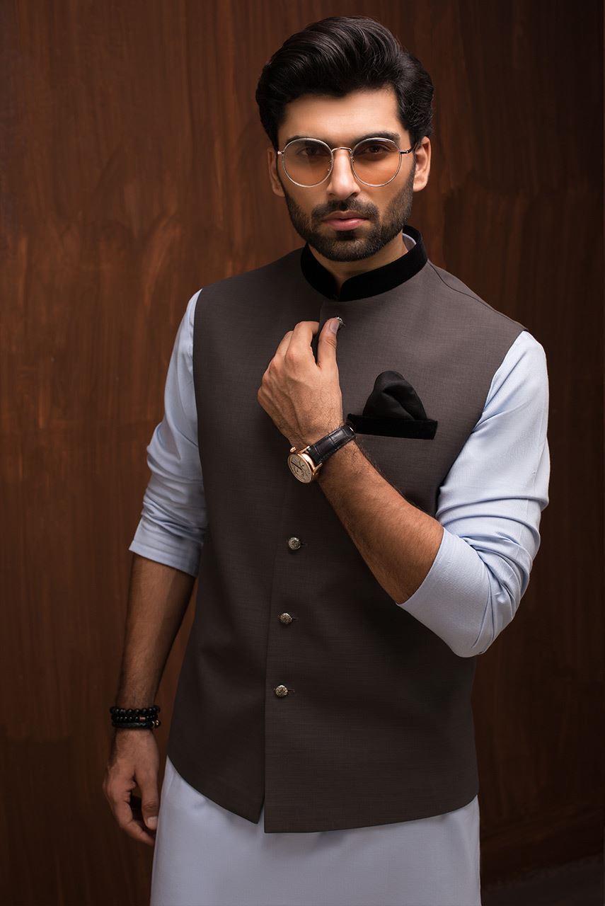Grey Suiting Waistcoat with Black Velvet Collar (2-Piece) - Image 1