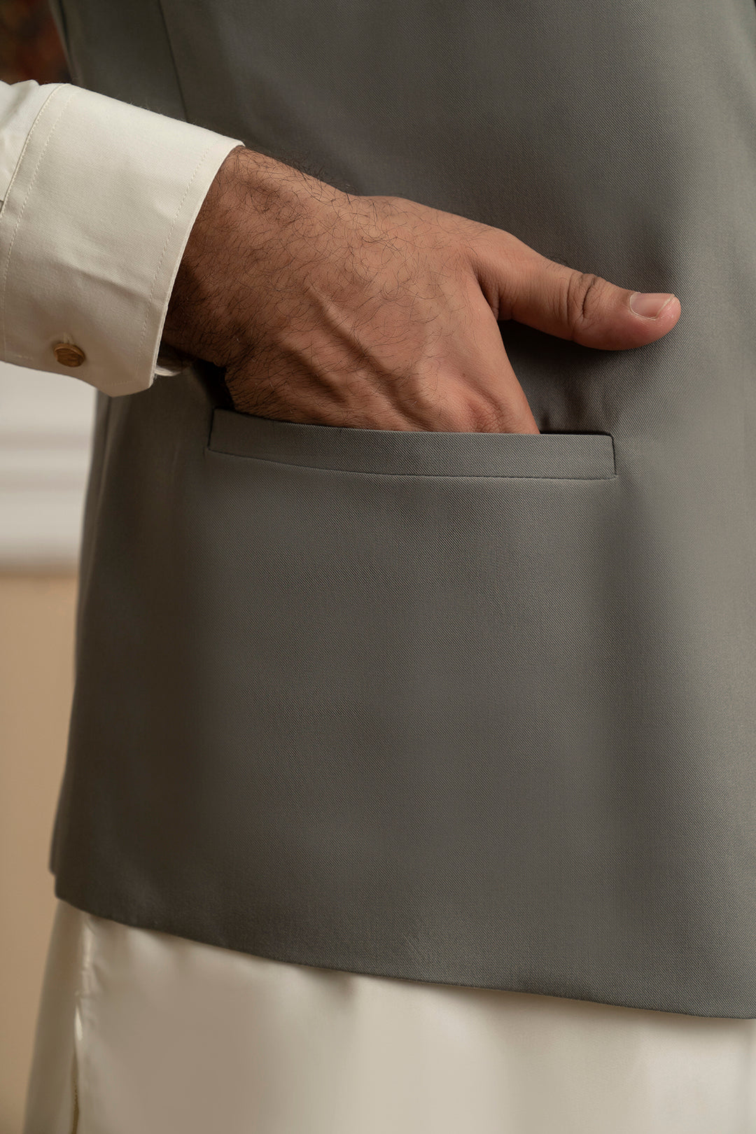 Grey Suiting Fabric Men's Waistcoat (2-Piece) - Image 7