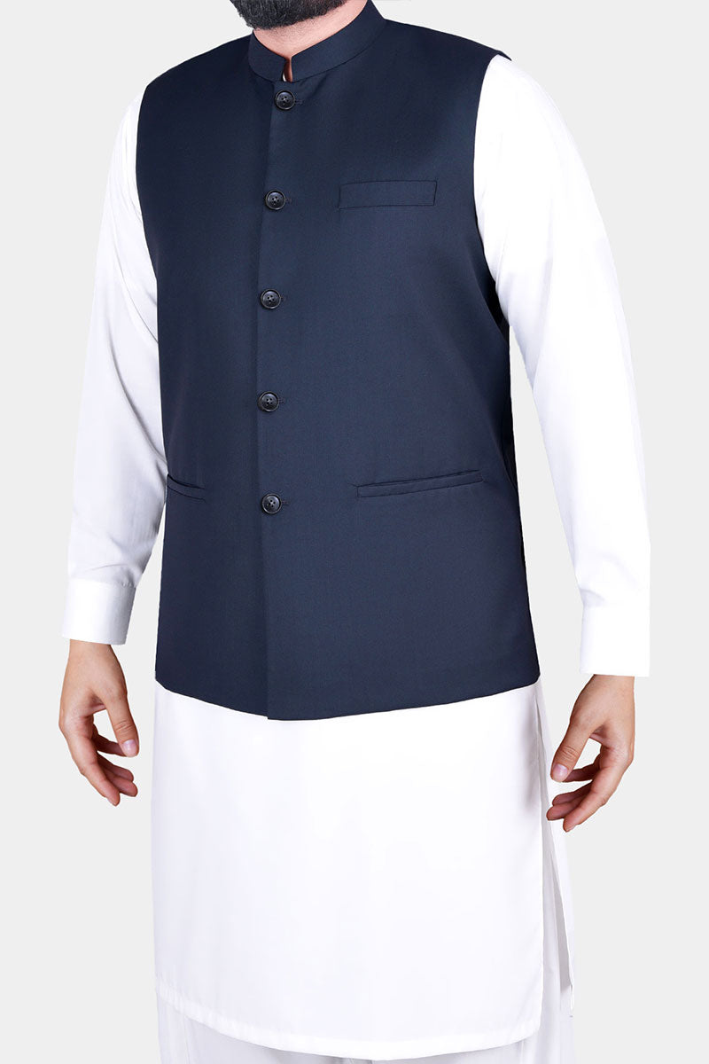 Charcoal Grey Suiting Waistcoat Kurta Set (3-Piece) - Image 2