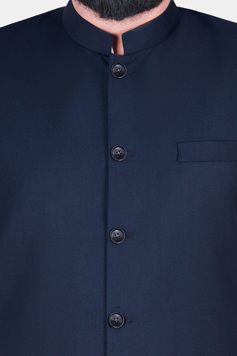 Charcoal Grey Suiting Waistcoat Kurta Set (3-Piece) - Image 3