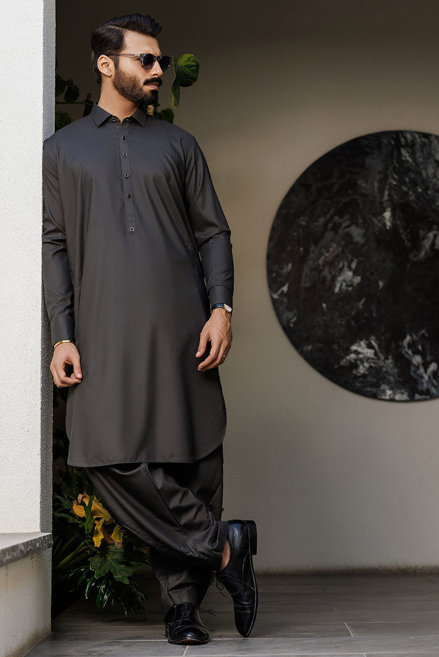 Dark Grey Handcrafted Threadwork Suiting Waistcoat (1-Pc) - Image 2