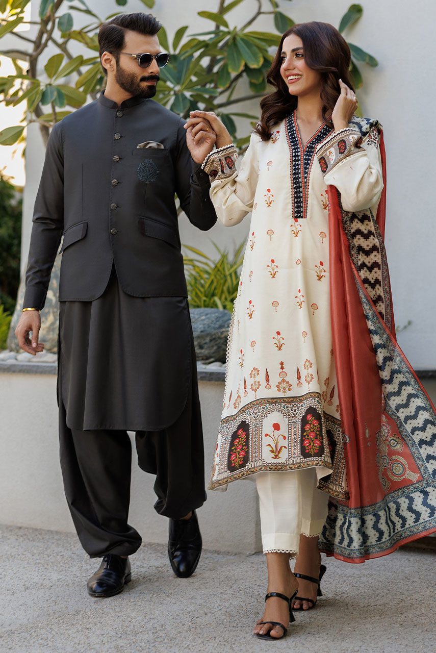 Dark Grey Handcrafted Threadwork Suiting Waistcoat (1-Pc) - Image 5