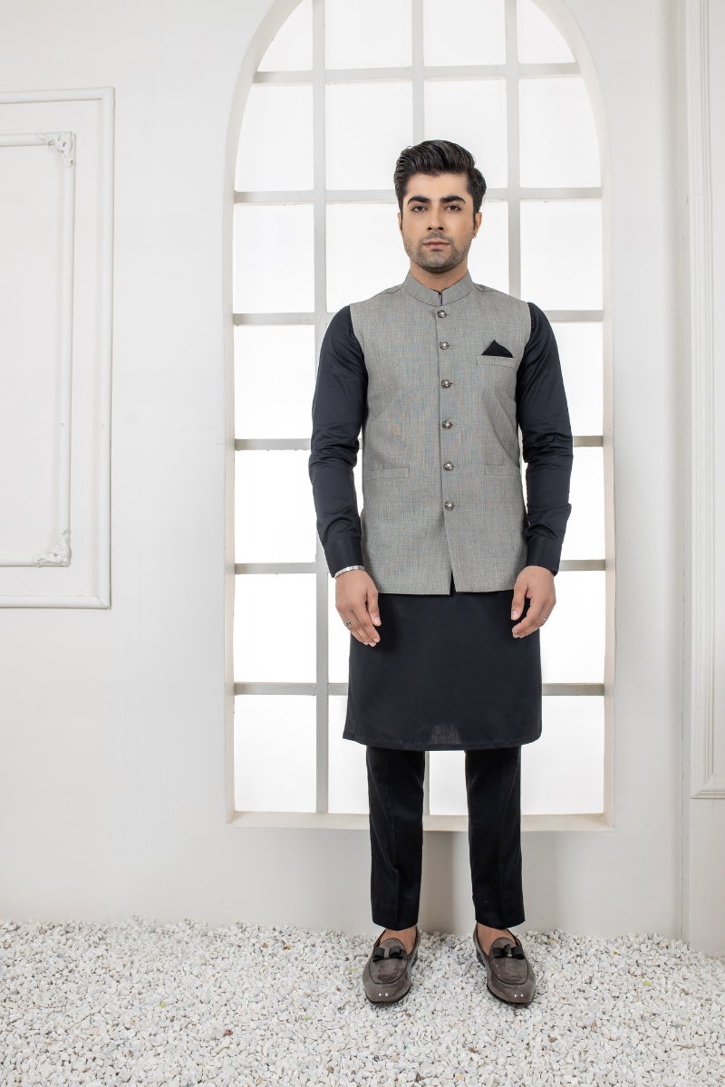 Grey Wool-Blend Formal Waistcoat (3-Piece) - Image 1