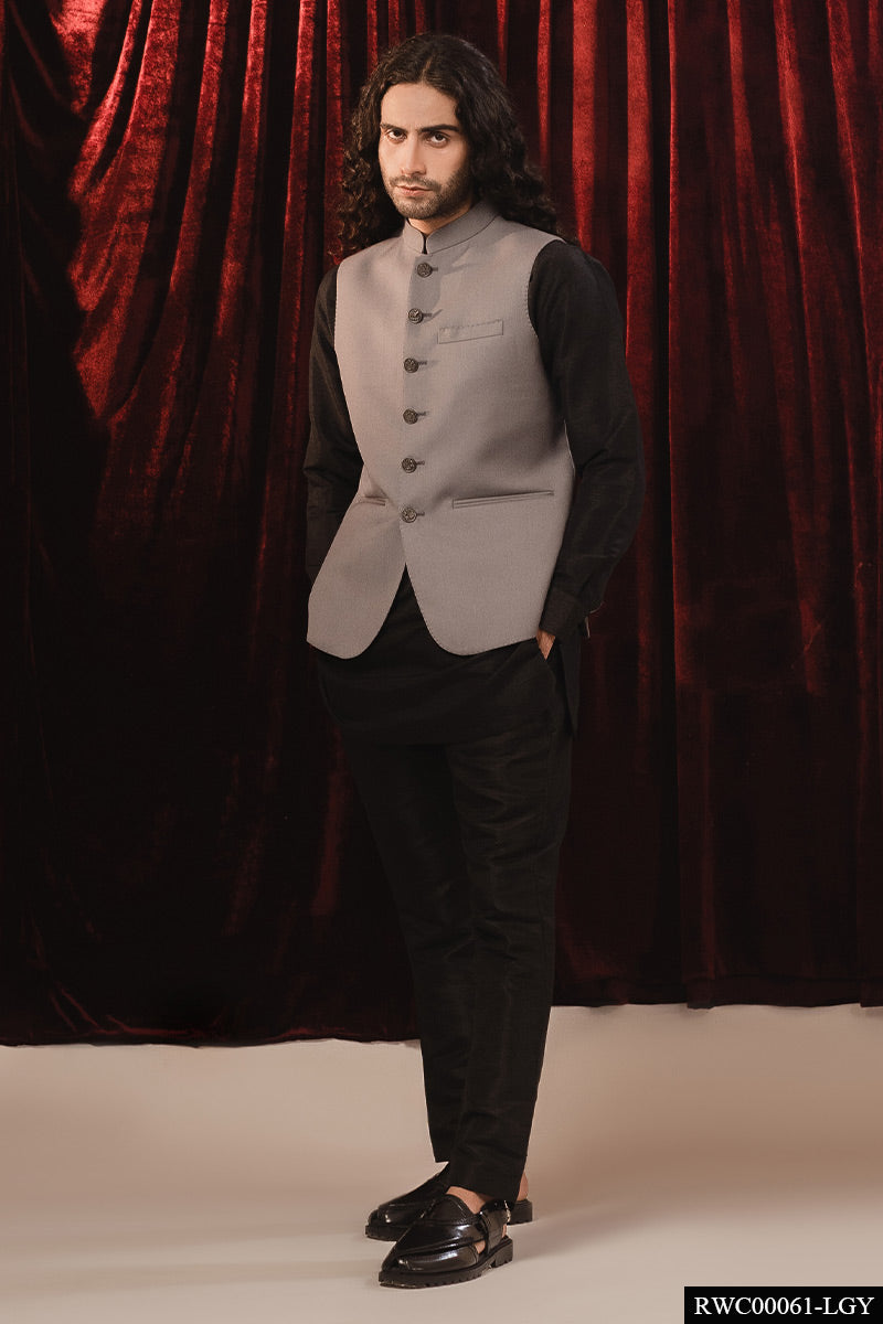 Light Grey Suiting Awami Waistcoat (3-Piece) - Image 1