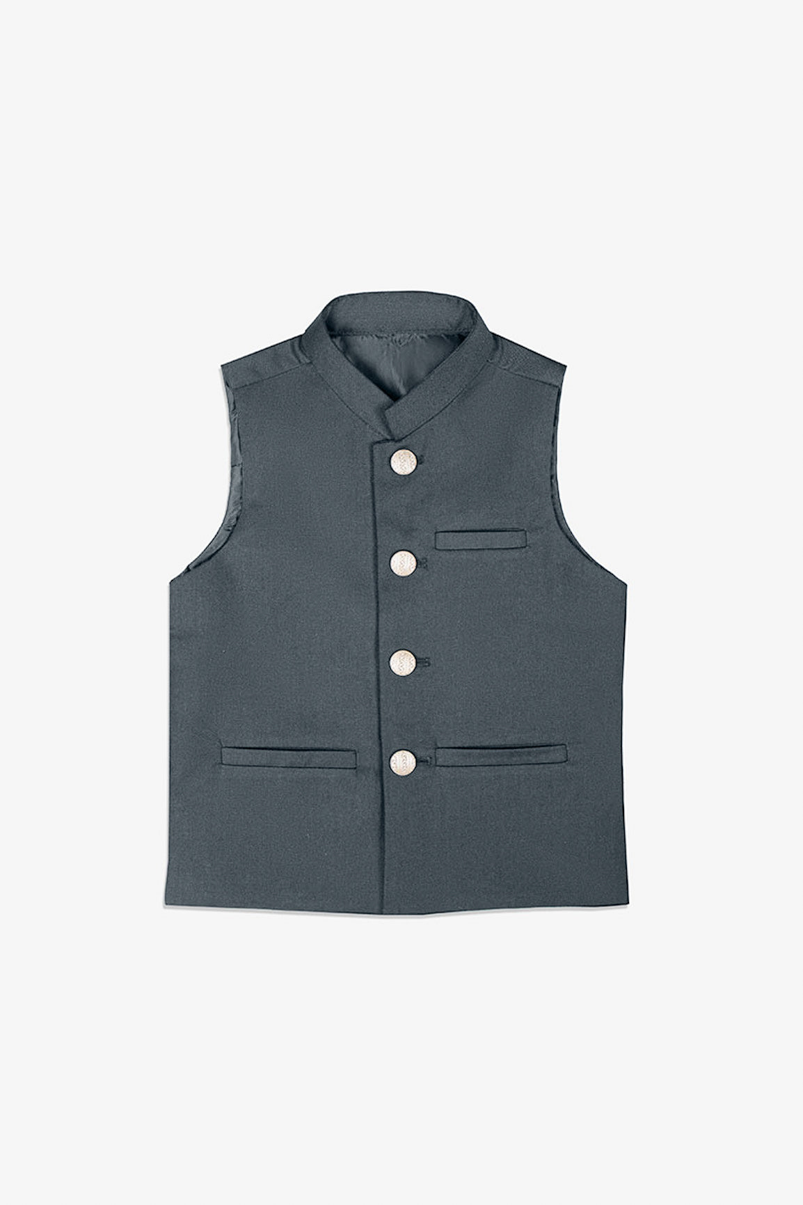 Grey Suiting Straight-Cut Kids Waistcoat (1-Pc) - Image 1