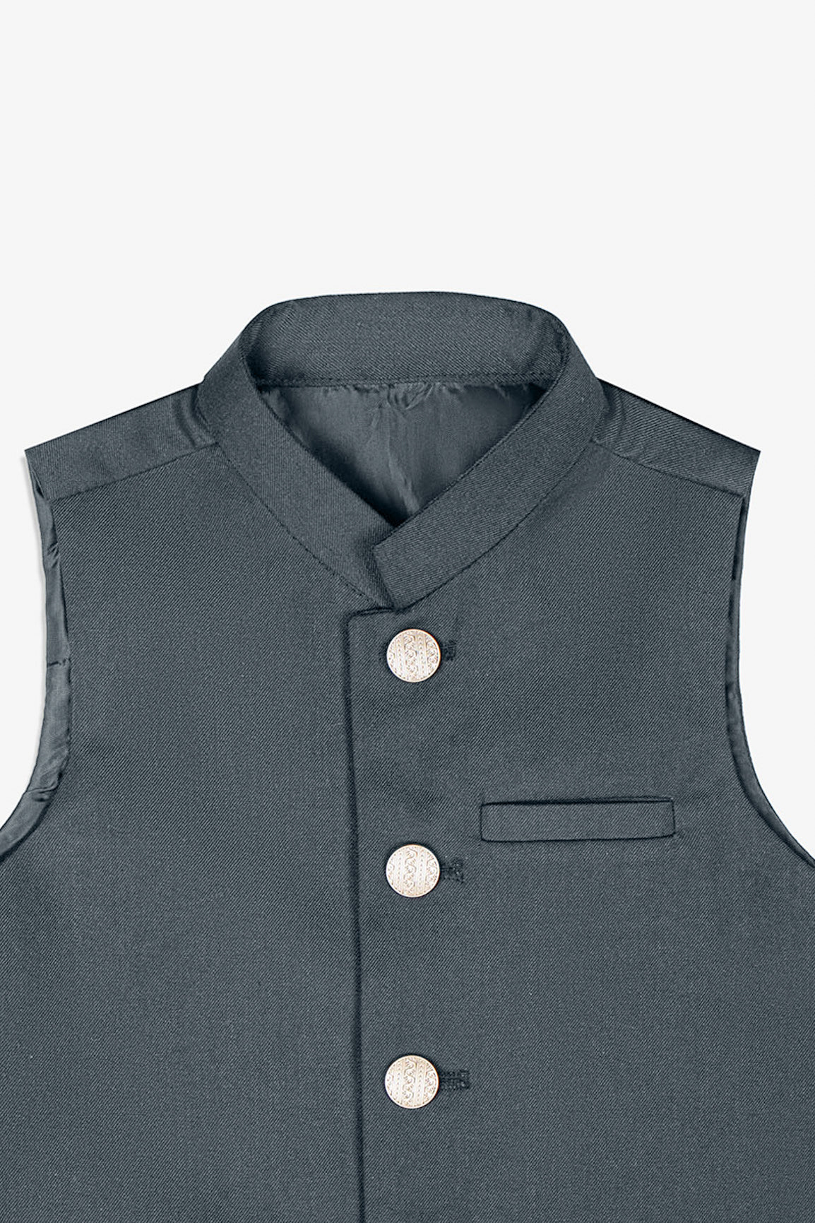 Grey Suiting Straight-Cut Kids Waistcoat (1-Pc) - Image 3