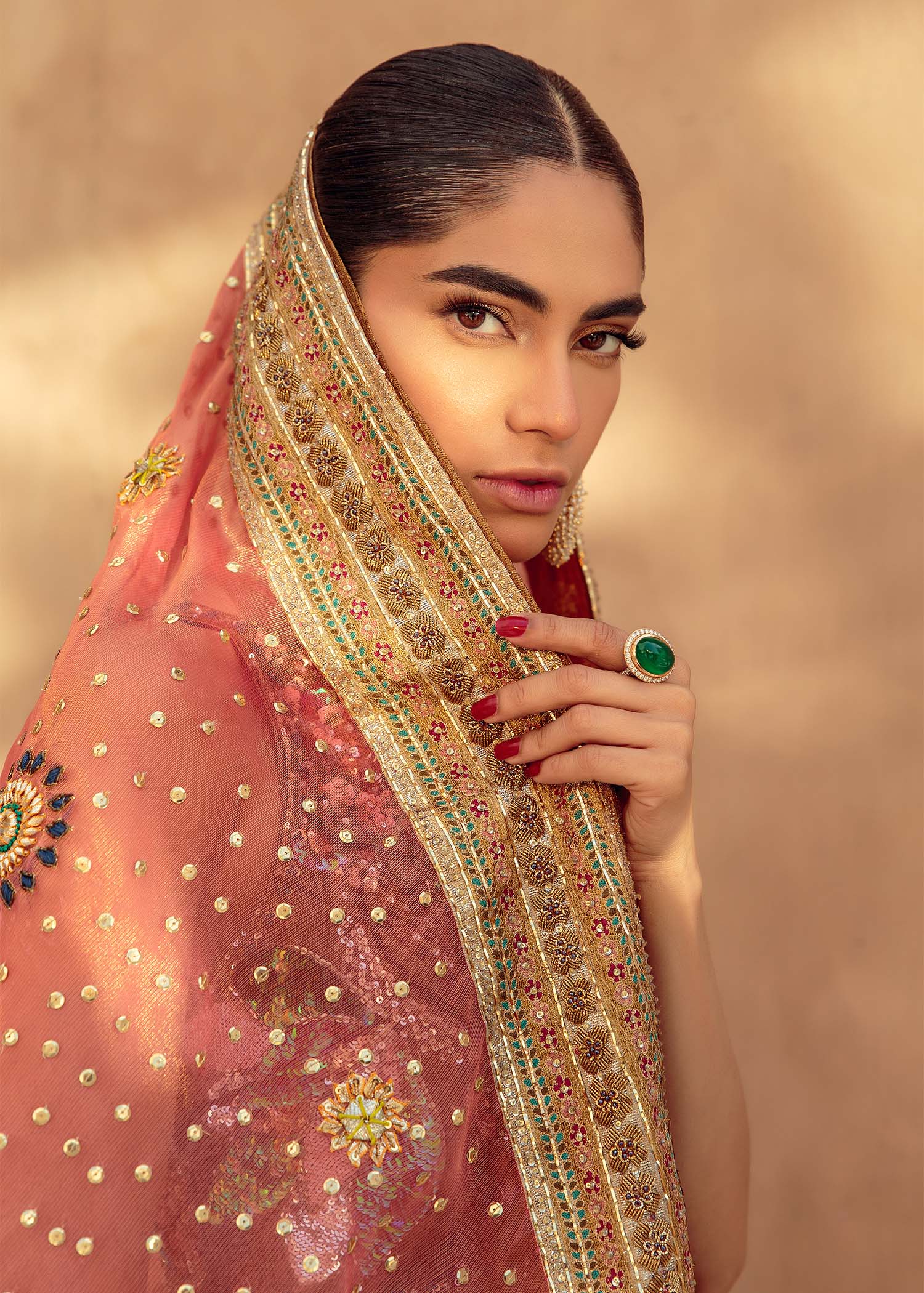 Indigo Multicolour Embroidered Silk-Blend Bridal Lehenga (3-Piece) - Image 4