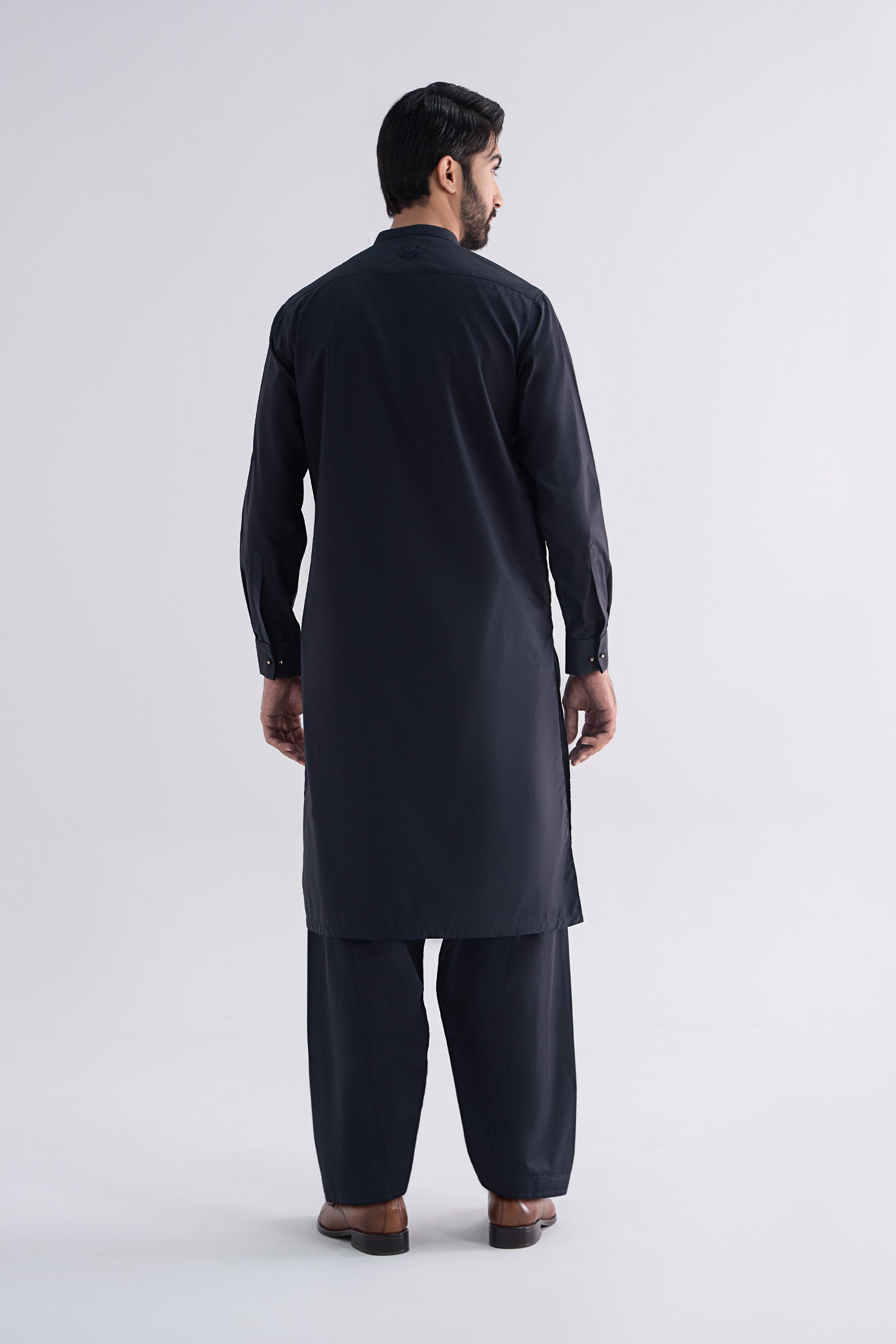 Indigo Embroidered Cotton Shalwar Kameez (2-Piece) - Image 7