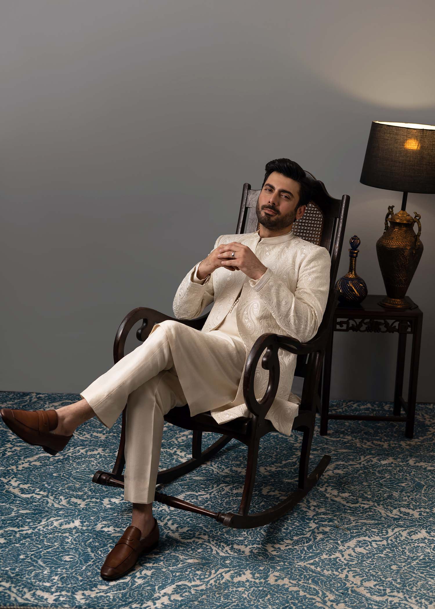 Ivory Kashmiri Paisley Rawsilk Sherwani (2-Piece) - Image 1