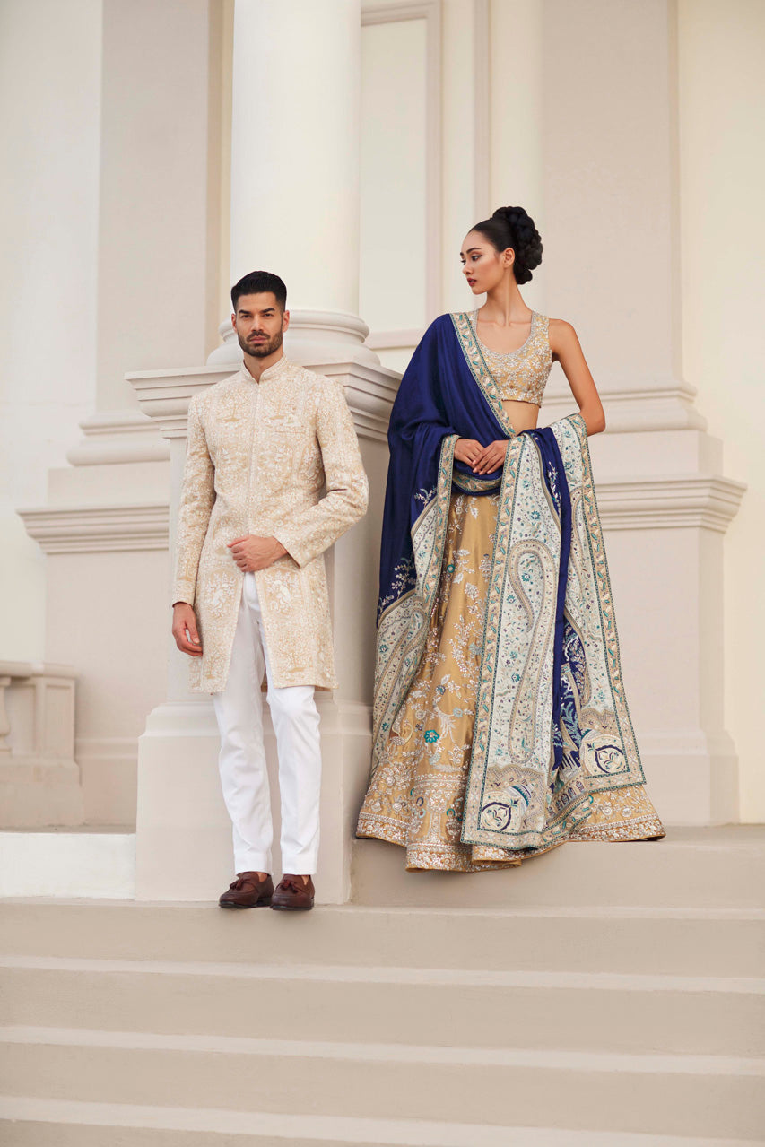 Ivory Hath Ari Raw Silk Sherwani (2-Piece) - Image 1