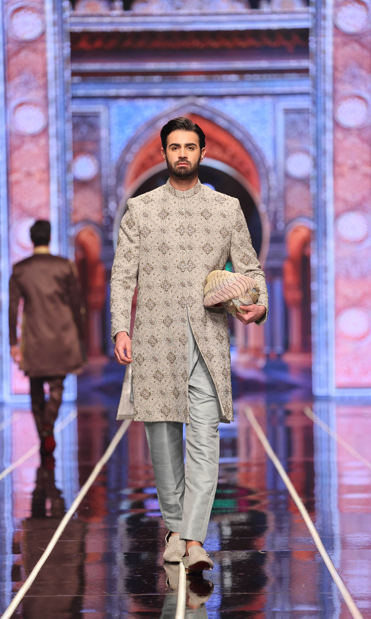 Pastel Embroidered Silk-Blend Achkan Sherwani (2-Piece) - Image 3