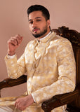 Off-White Embroidered Silk Sherwani (2-Piece) - Image 2