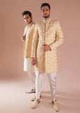 Off-White Embroidered Silk Sherwani (2-Piece) - Image 6