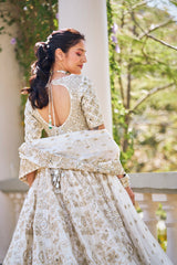 Indian Ivory Lurex Mirror Embroidered Chanderi Anarkali (2-Piece) - Image 4