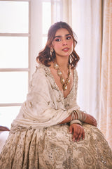 Indian Ivory Mirror Embroidered Chanderi Anarkali (2-Piece) - Image 3