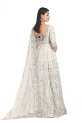 Indian Ivory Mirror Embroidered Chanderi Anarkali (2-Piece) - Image 7