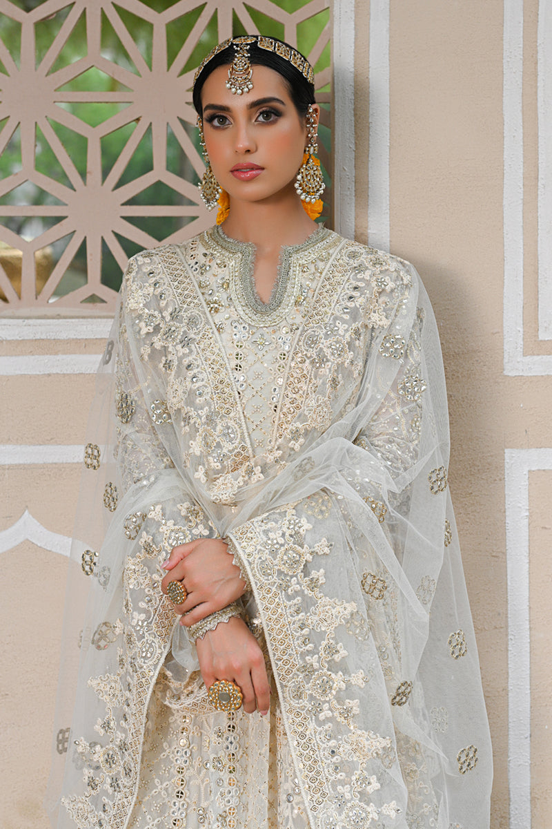 Pakistani Ivory Gotta Embroidered Chiffon Bridal Maxi (3-Piece) - Image 3