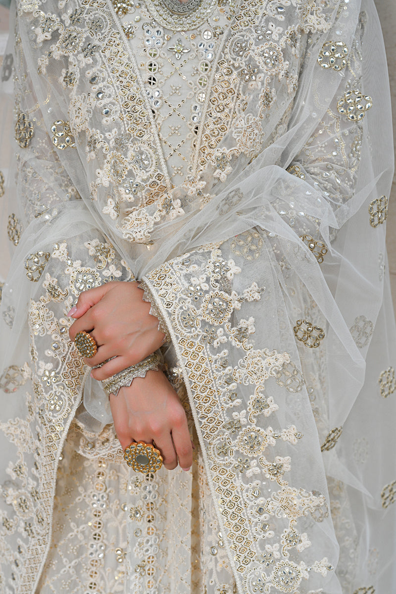 Pakistani Ivory Gotta Embroidered Chiffon Bridal Maxi (3-Piece) - Image 6