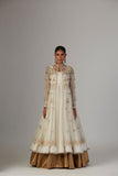Indian Ivory Gold Embroidered Chiffon Anarkali (2-Piece) - Image 11