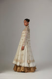Indian Ivory Gold Embroidered Chiffon Anarkali (2-Piece) - Image 12