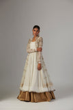 Indian Ivory Gold Embroidered Chiffon Anarkali (2-Piece) - Image 13