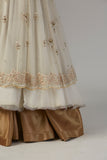 Indian Ivory Gold Embroidered Chiffon Anarkali (2-Piece) - Image 15