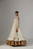 Indian Ivory Gold Embroidered Chiffon Anarkali (2-Piece) - Image 2