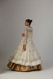 Indian Ivory Gold Embroidered Chiffon Anarkali (2-Piece) - Image 4