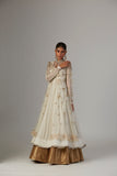 Indian Ivory Gold Embroidered Chiffon Anarkali (2-Piece) - Image 6