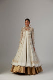Indian Ivory Gold Embroidered Chiffon Anarkali (2-Piece) - Image 7