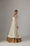 Indian Ivory Gold Embroidered Chiffon Anarkali (2-Piece) - Image 8