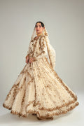Off-White Embroidered Organza Anarkali Dress (3-Piece) - Image 1