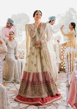 Pakistani Ivory & Deep Rose Embroidered Net Organza Anarkali (2-Piece) - Image 7