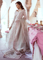 Ivory Embellished Organza Anarkali Dress (3-Piece) - Image 3
