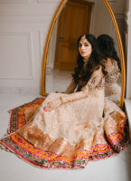 Pakistani Ivory Gold Embroidered Organza Anarkali Dress (2-Piece) - Image 7