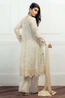 Pakistani Ivory Embroidered Organza Angarkha Dress (3-Piece) - Image 5