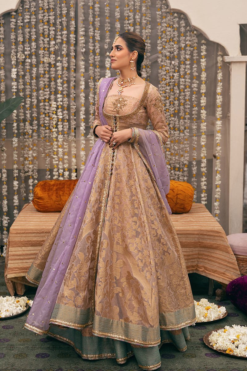 Ivory Lilac Zardozi Jacquard Angrakha (3-Piece) - Image 6