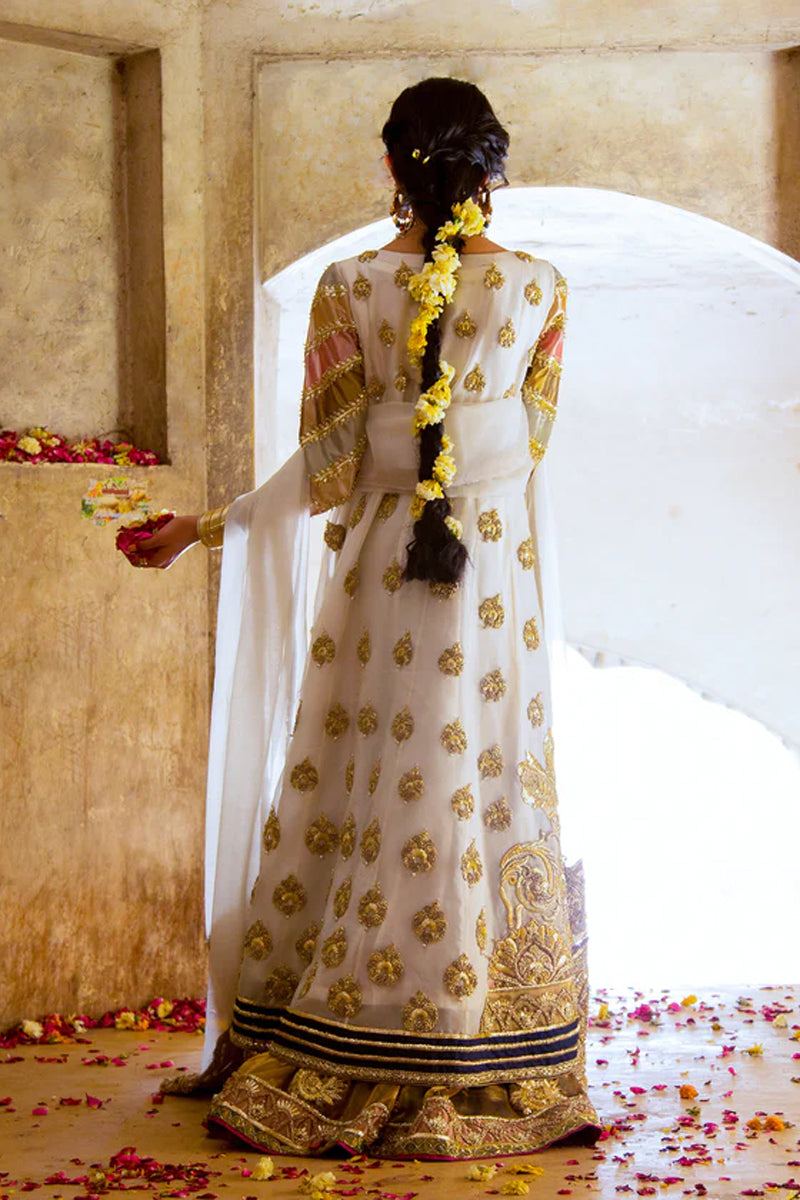 Ivory Embellished Katan Organza Angrakha (3-Piece) - Image 2