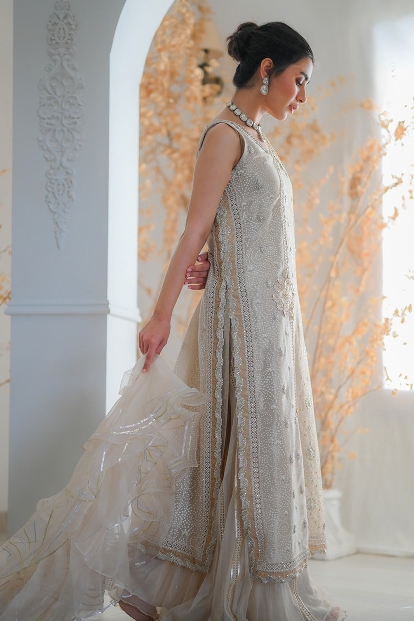 Ivory Kaamdaani Meysuri Silk Angrakha (3-Piece) - Image 5