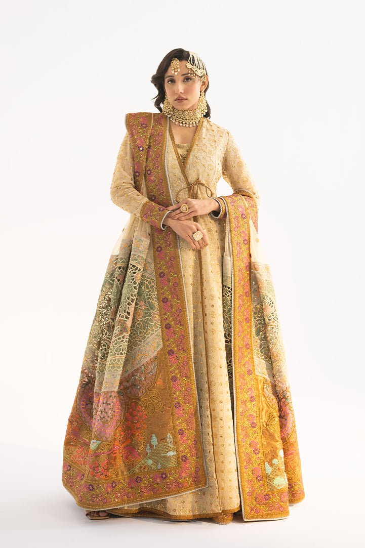 Ivory Embroidered Net Angrakha Jacket (3-Piece) - Image 1