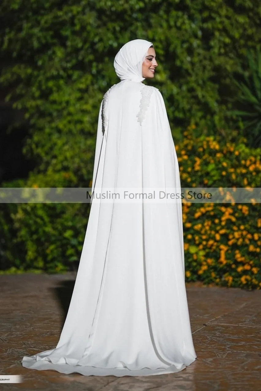 Off-White Beaded Chiffon A-Line Bridal Gown (1-Pc) - Image 2